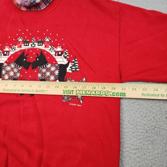 VTG Christmas Scottie Dogs Sweatshirt Large Argyle Turtleneck Sweater Grannycore - Picture 6 of 11